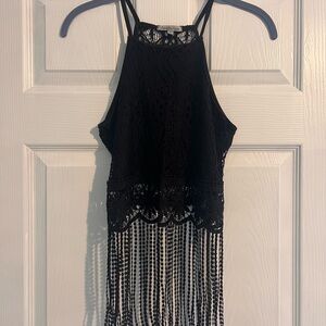 Charlotte Russe Black Lace Fringe Top